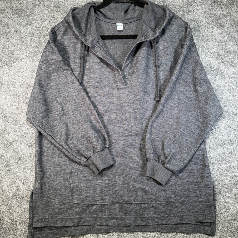 Old Navy Lightweight‎ V-Neck Hoodie Mens Small Charcoal Gray Long Sleeve Casual